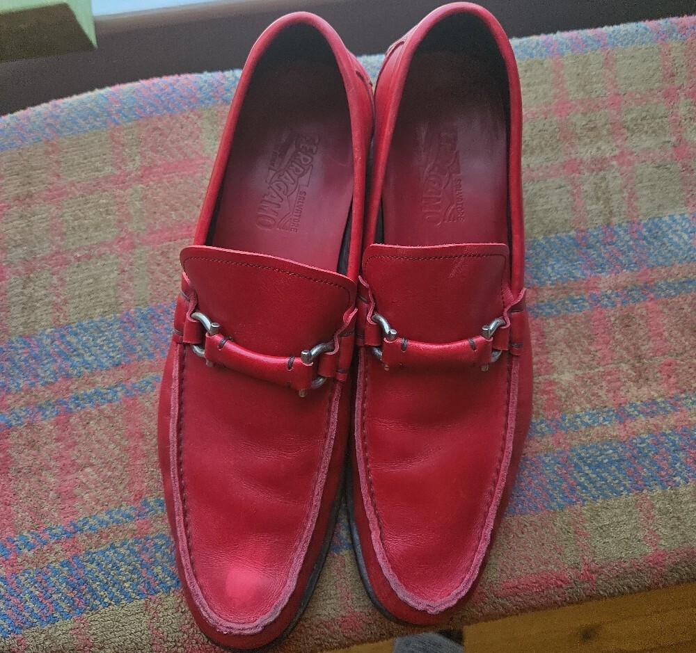 Salvatore Ferragamo Red Leather Bit Loafers